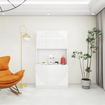 Modern Corner Wood Sideboard 72 Inch Tall Storage Sideboard Cabinet