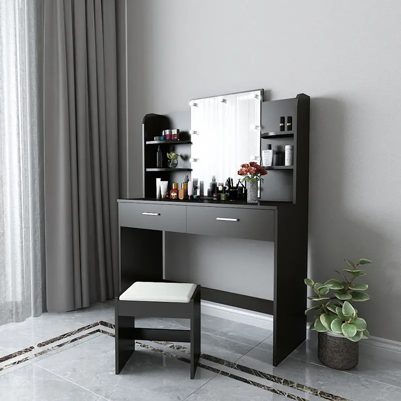 Bedroom Vanity Table with Mirror and Lights