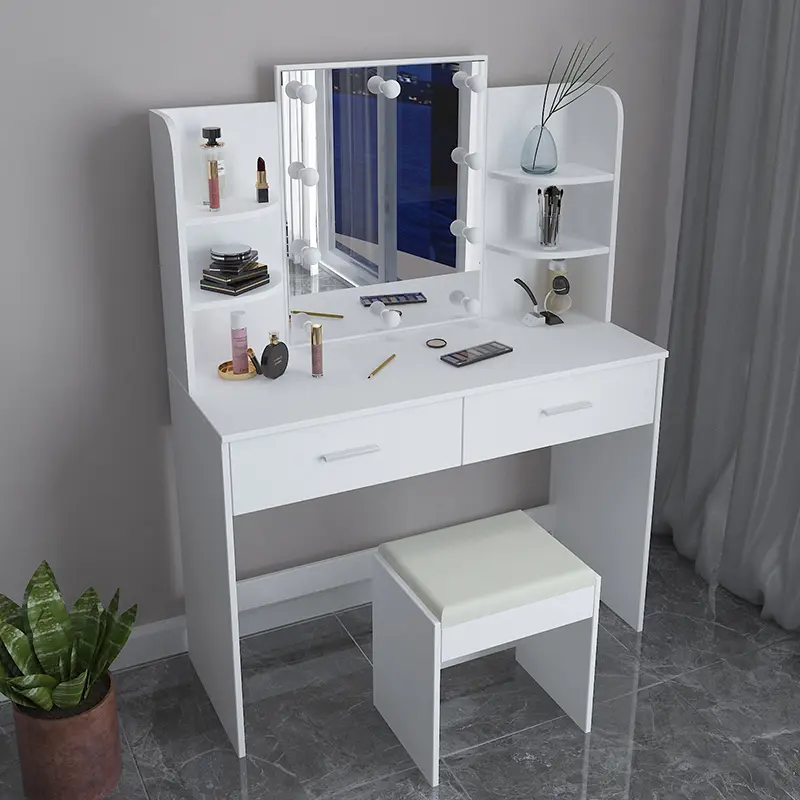 Bedroom Vanity Table with Mirror and Lights