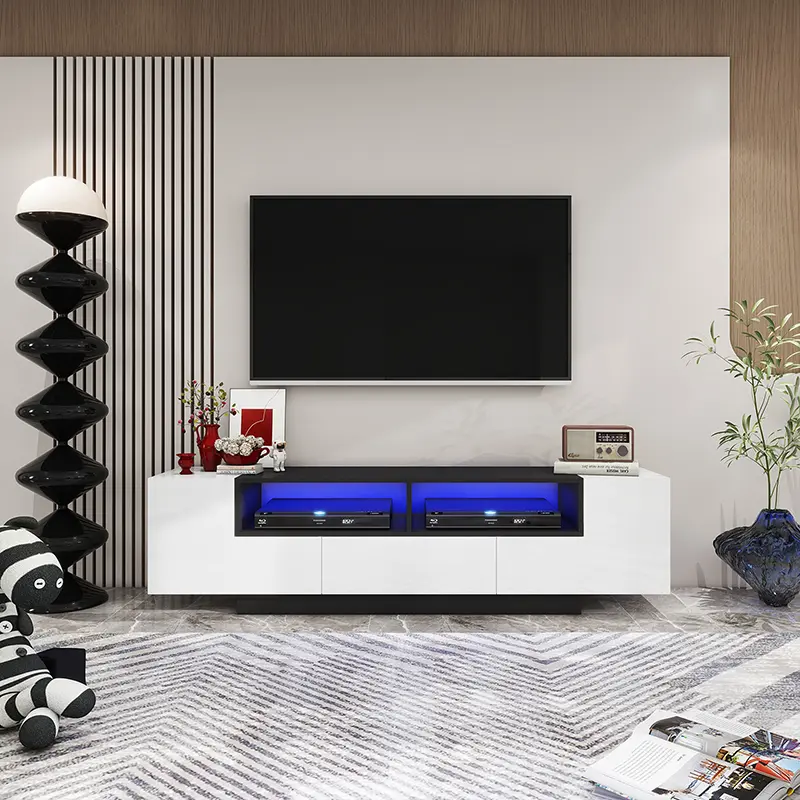 High-Gloss Wood TV Stand Media Console