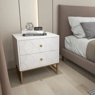 Unique 2 drawer wood white nightstands with Legs