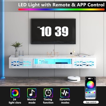 Sleek & Modern 180cm Wall-Mount TV Stand with RGB Lighting