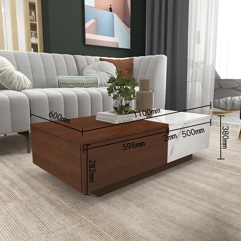 Modern High Gloss LED Coffee Table with 3 Storage Drawers