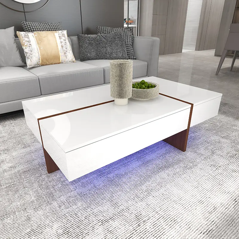 Rectangle Design Modern High Gloss Surface Coffee Table