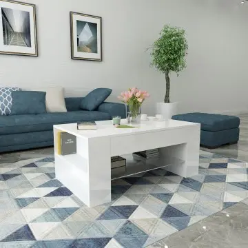 40 inch Elegant modern glass wood coffee table with storage