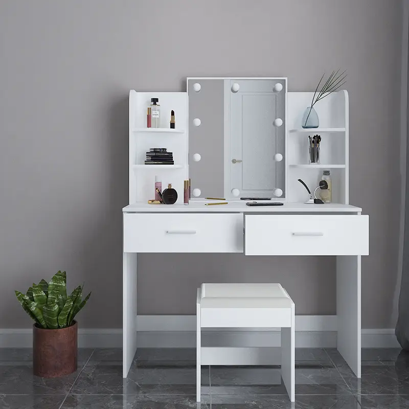 Bedroom Vanity Table with Mirror and Lights