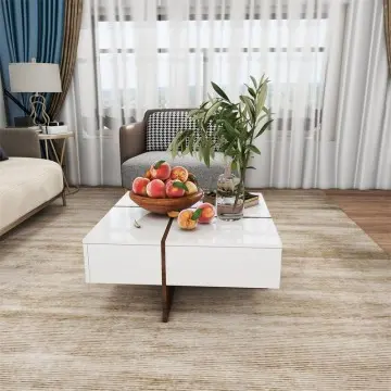 Home furniture square wood coffee table with drawers