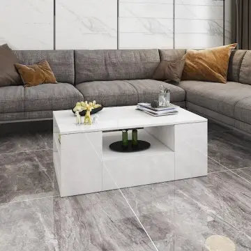 Modern veneer black high gloss coffee table with LED lights