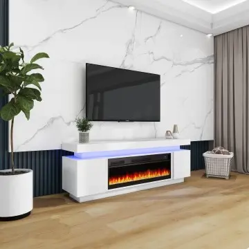 Corner Electric TV Unit with Heater Fireplace