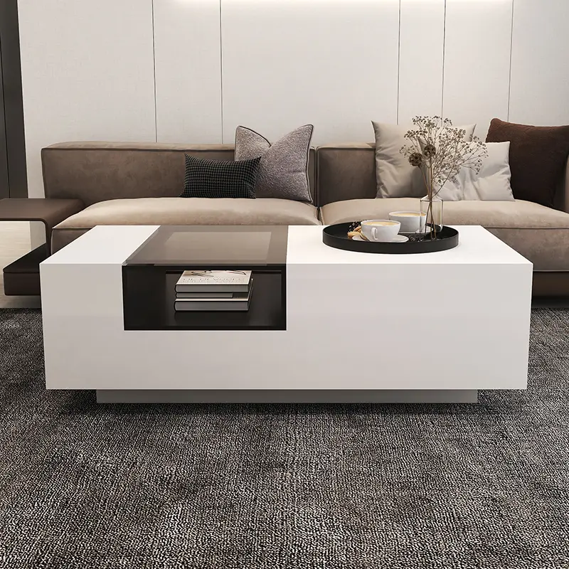 White High Gloss Coffee Tables Sofa Side Table for Living Room
