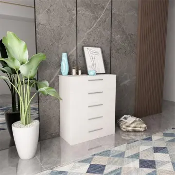 Modern Bedroom White 5 Drawers Chest of Drawers