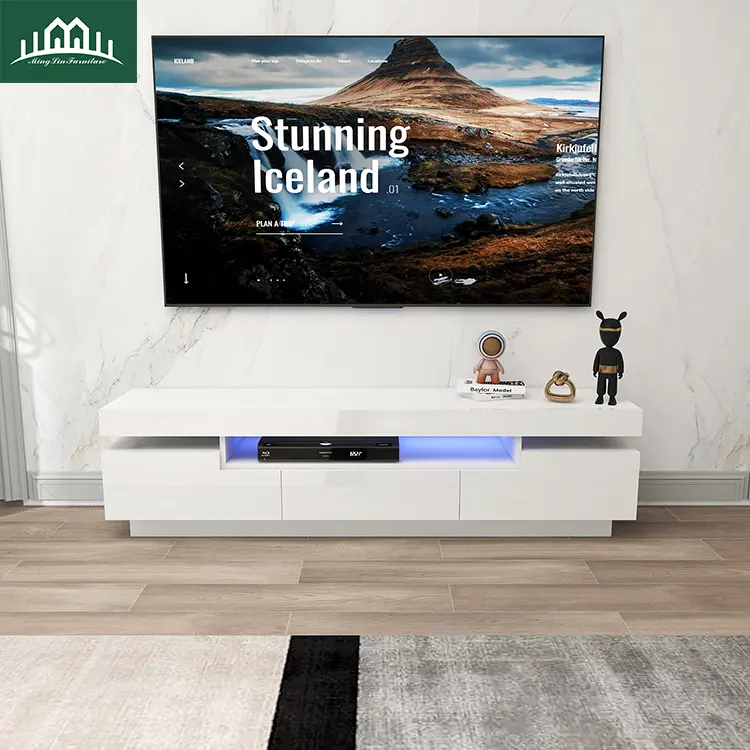 Modern Style Wooden TV Stand Entertainment Center with Drawers