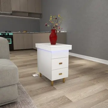 Multifunctional wide wood Night Stand with USB ports and outlets