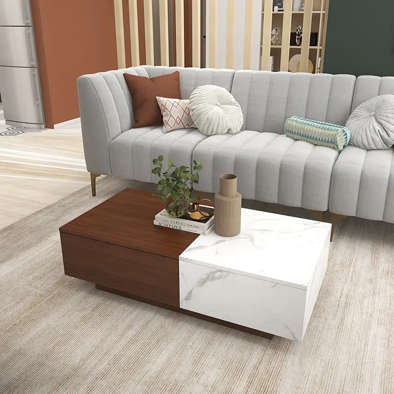 Modern High Gloss LED Coffee Table with 3 Storage Drawers