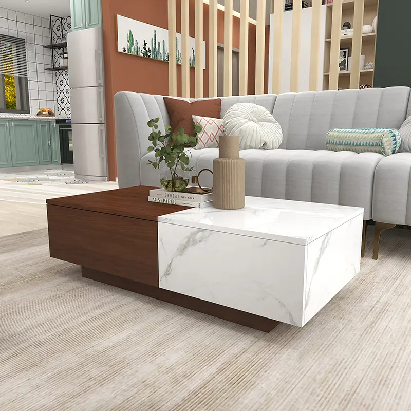 Modern High Gloss LED Coffee Table with 3 Storage Drawers