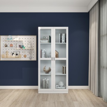 White modern Kitchen cabinet with glass door