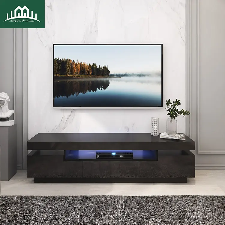 Modern Style Wooden TV Stand Entertainment Center with Drawers
