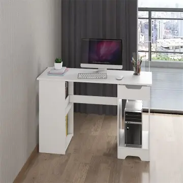 White wood Computer Desk With Cpu Storage And Drawers