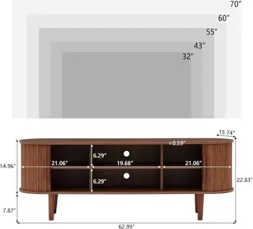 160cm Walnut TV Stand with Sliding Doors – Stylish & Functional Entertainment Center