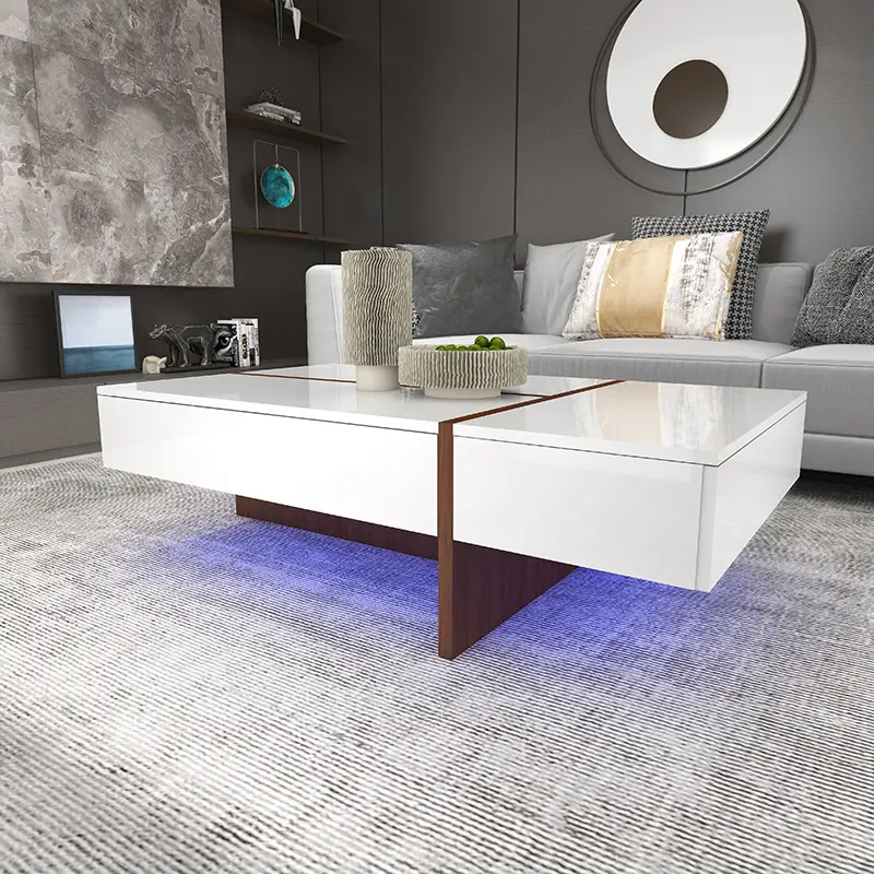 Rectangle Design Modern High Gloss Surface Coffee Table